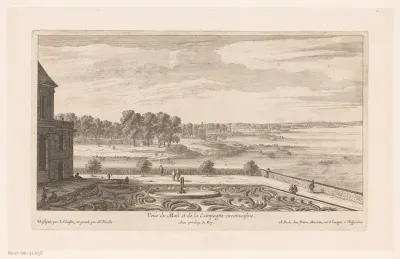 Landschap met landhuis met tuin