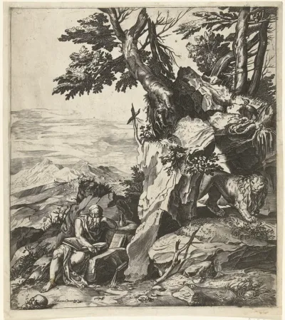 Landschap met lezende Hieronymus