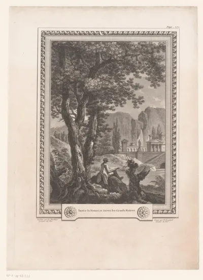 Landschap met lezende man aan een rivier