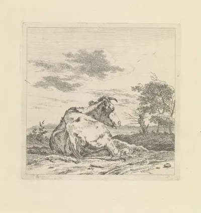 Landschap met liggende koe