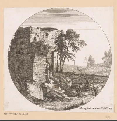 Landschap met links ruïnes