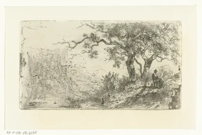 Landschap met man en kind