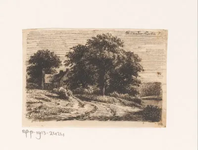 Landschap met man en vrouw onder een lindeboom