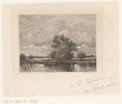 Landschap met man in roeiboot
