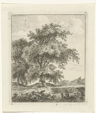 Landschap met man met kruik