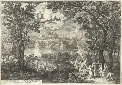 Landschap met martelaarschap van heilige Stefanus
