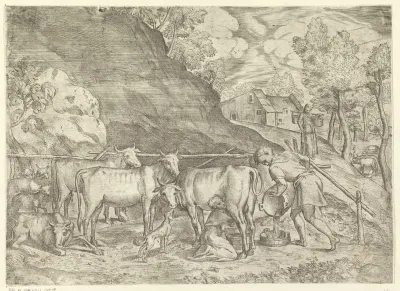Landschap met melkkoe