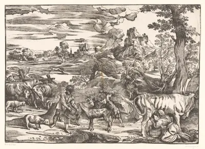 Landschap met melkmeid