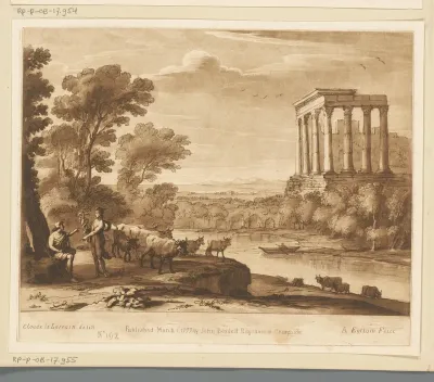 Landschap met Mercurius die de lier aan Apollo geeft