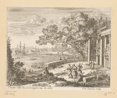 Landschap met Mercurius die twee vrouwen begeleidt