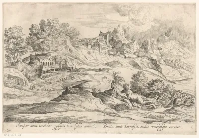 Landschap met minnend paar