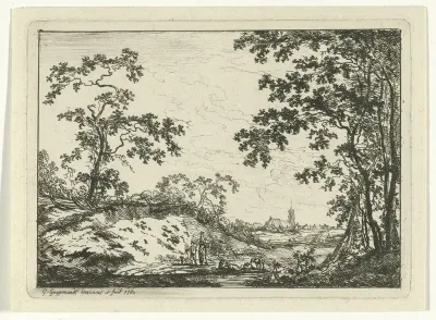 Landschap met moeder, kind en vee
