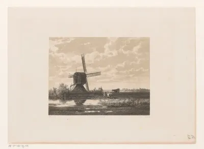 Landschap met molen aan het water