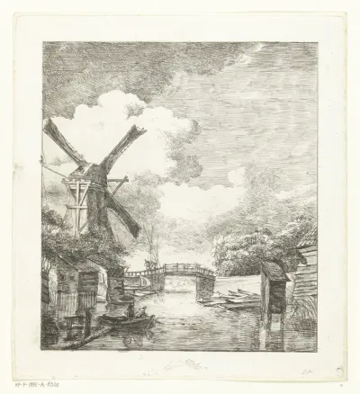 Landschap met molen aan water