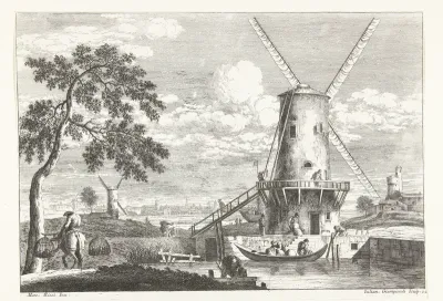 Landschap met molen aan water