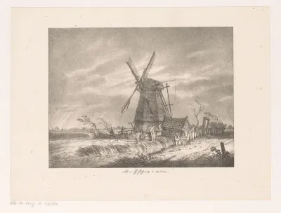 Landschap met molen in de storm