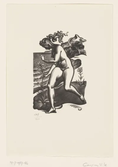 Landschap met naakte vrouw