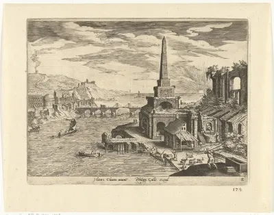 Landschap met obelisk