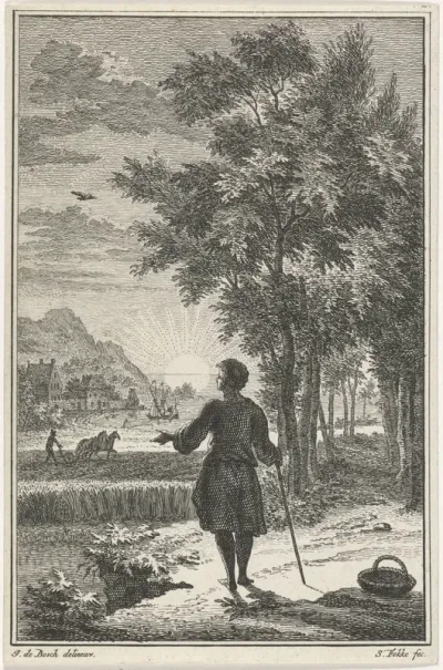 Landschap met ondergaande zon