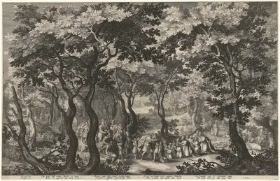 Landschap met ontmoeting van Jacob en Esau