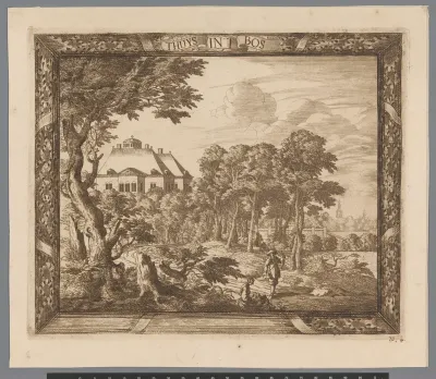 Landschap met op de achtergrond Huis ten Bosch