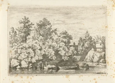 Landschap met overdekte brug