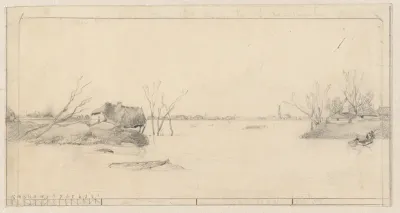 Landschap met overstroomd gebied