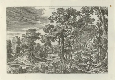 Landschap met overval op de reiziger