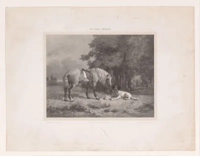 Landschap met paard en hond