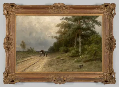 Landschap met paard en wagen
