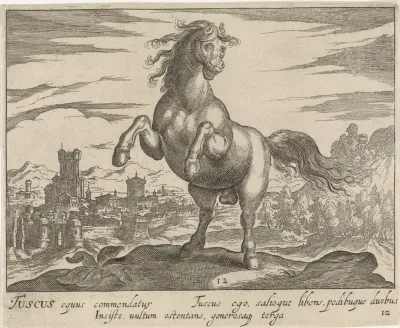 Landschap met paard uit Toscane, steigerend