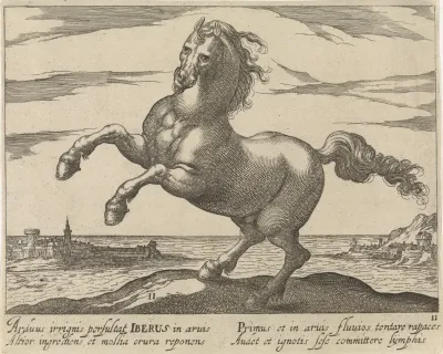 Landschap met paard van het Iberisch Schiereiland