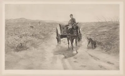 Landschap met paardenkar