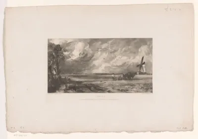 Landschap met ploeg en molen