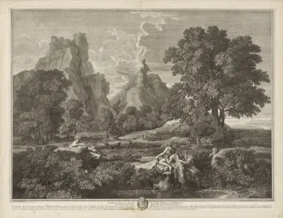 Landschap met Polyphemus, nimfen en faunen
