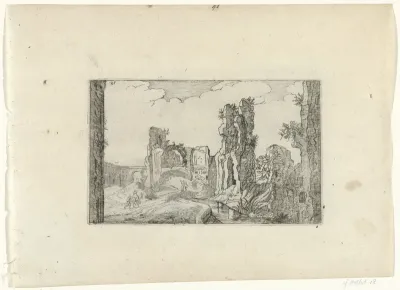Landschap met poort en ruïne
