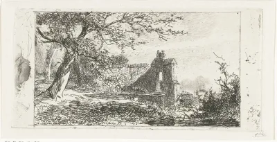 Landschap met poortgebouw