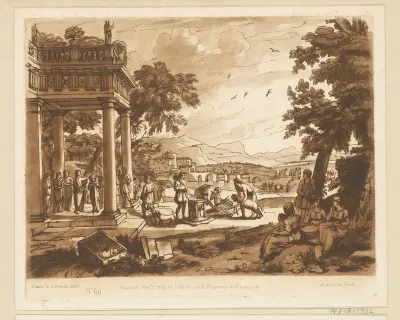 Landschap met portico waar Samuel David zalft