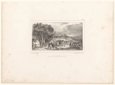 Landschap met promotie van een grenadier door de keizer te paard