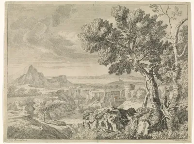 Landschap met ravijn en waterval