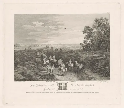 Landschap met reizend gezelschap