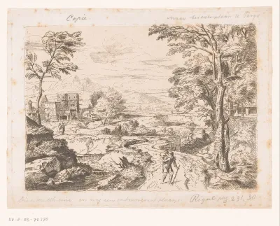 Landschap met reiziger