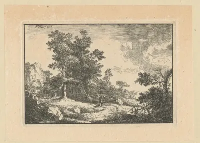 Landschap met reiziger