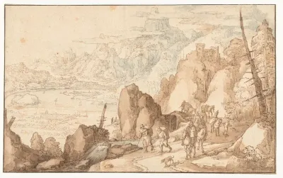Landschap met reizigers