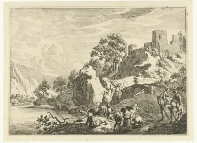 Landschap met reizigers