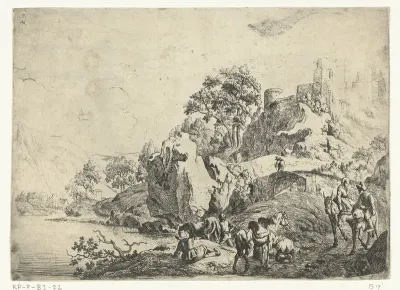 Landschap met reizigers