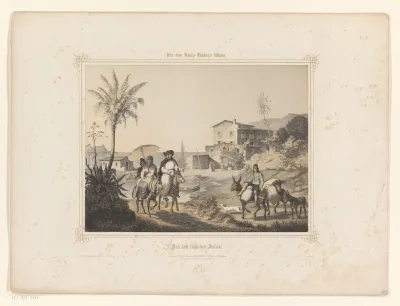 Landschap met reizigers op een ezel