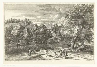 Landschap met rivier en aanmerend bootje