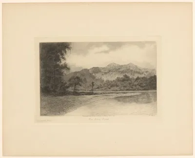 Landschap met rivier en bergen