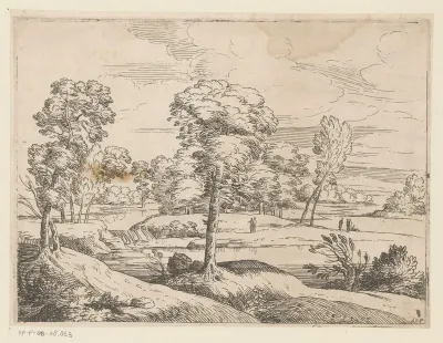 Landschap met rivier en bomen